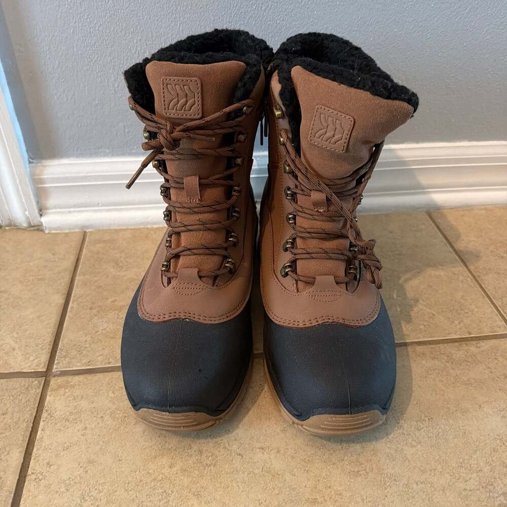 All in Motion Men's Snow Boots, Insulated Winter Boots Brown/Black, Size 11